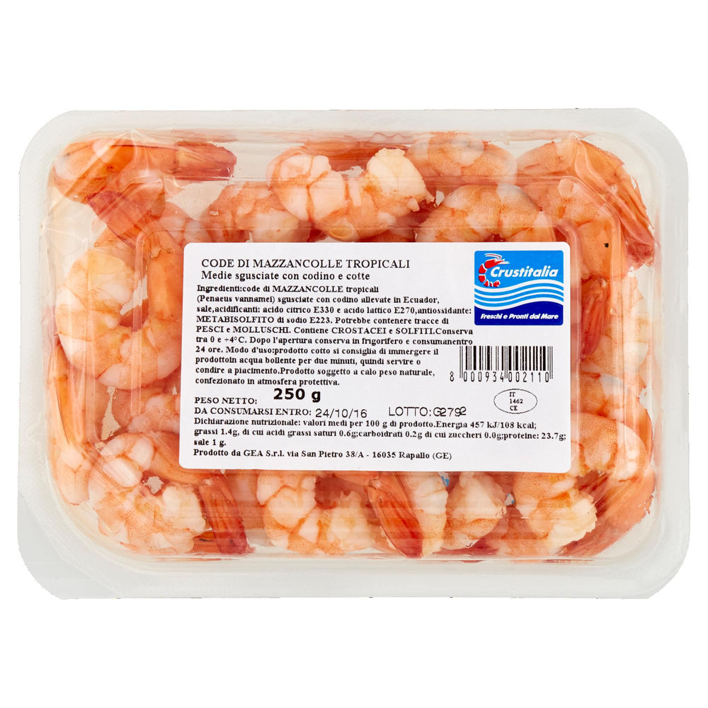 CODE DI MAZZANCOLLE TROPICALI COTTE SGUSCIATE CON CODINO 41/50 PF 250 G - 1