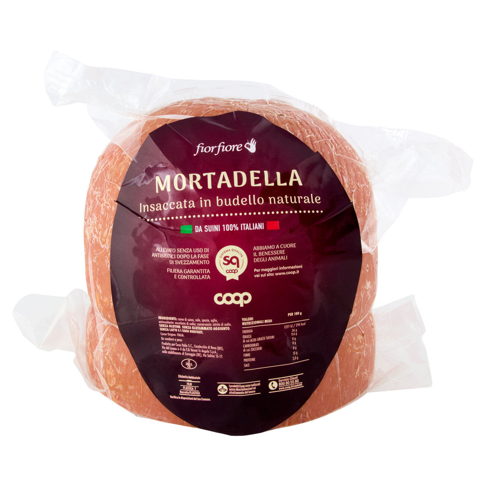 MORTADELLA BUDELLO NAT.S/PIST.META'DA SUINI ALL.S/ANTIB.DOP SV F.F.COOP SV KG7CA - 7