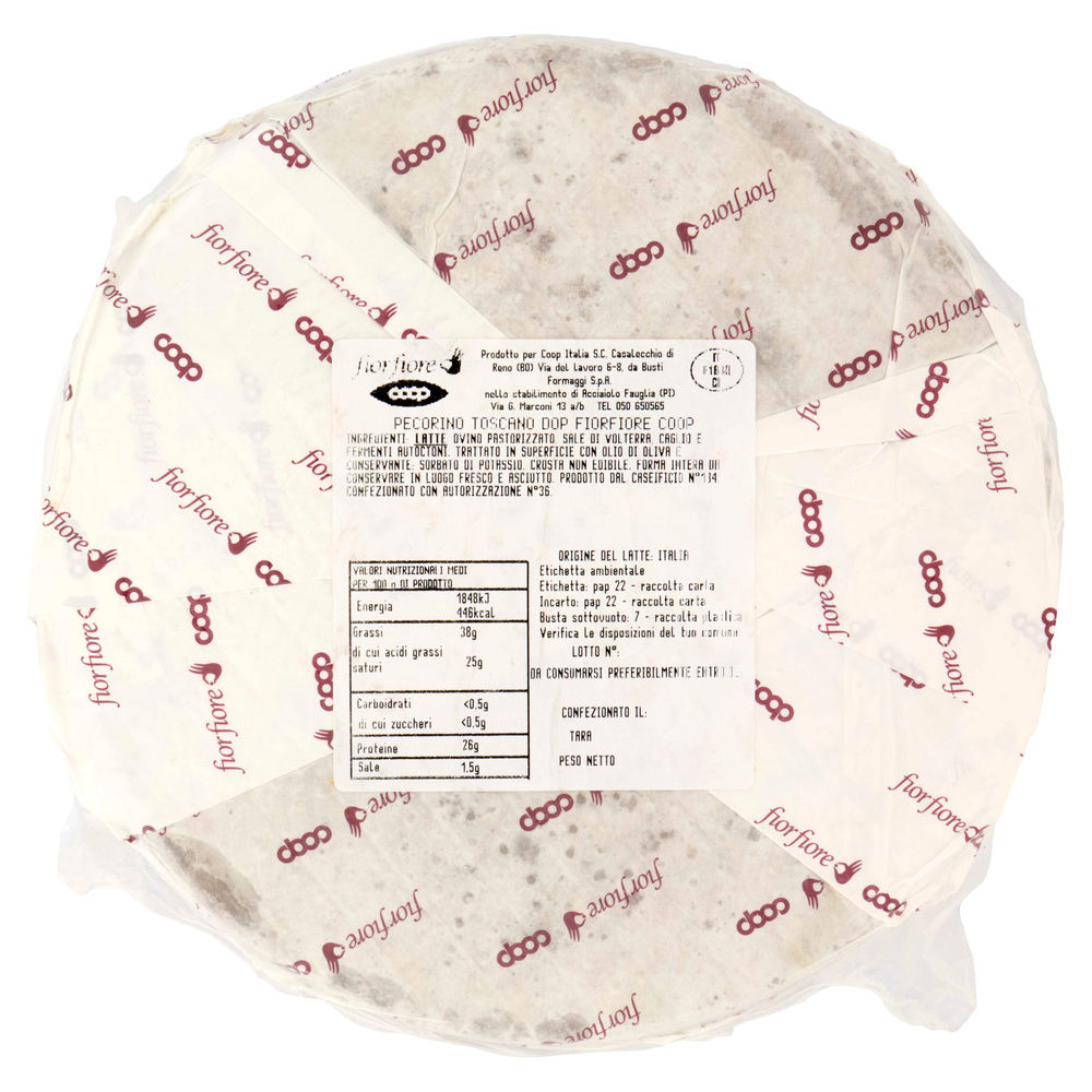 PECORINO TOSCANO DOP FIOR FIORE COOP FORMA INTERA 2,5 KG CA - 1