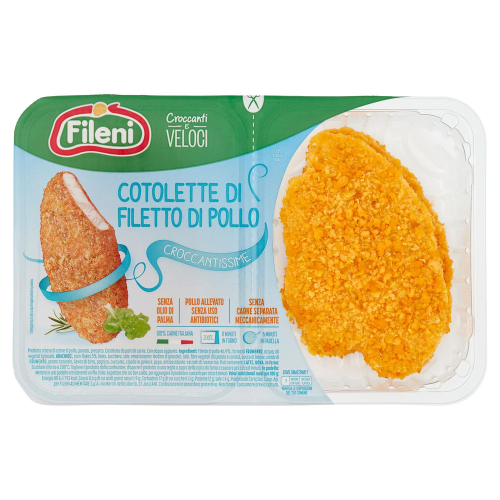 Cotolette di petto di pollo x4 atp 440 g fileni