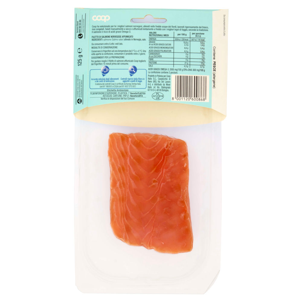 FILETTO DI SALMONE NORVEGESE AFFUMICATO ORIGINE COOP G 125 - 11