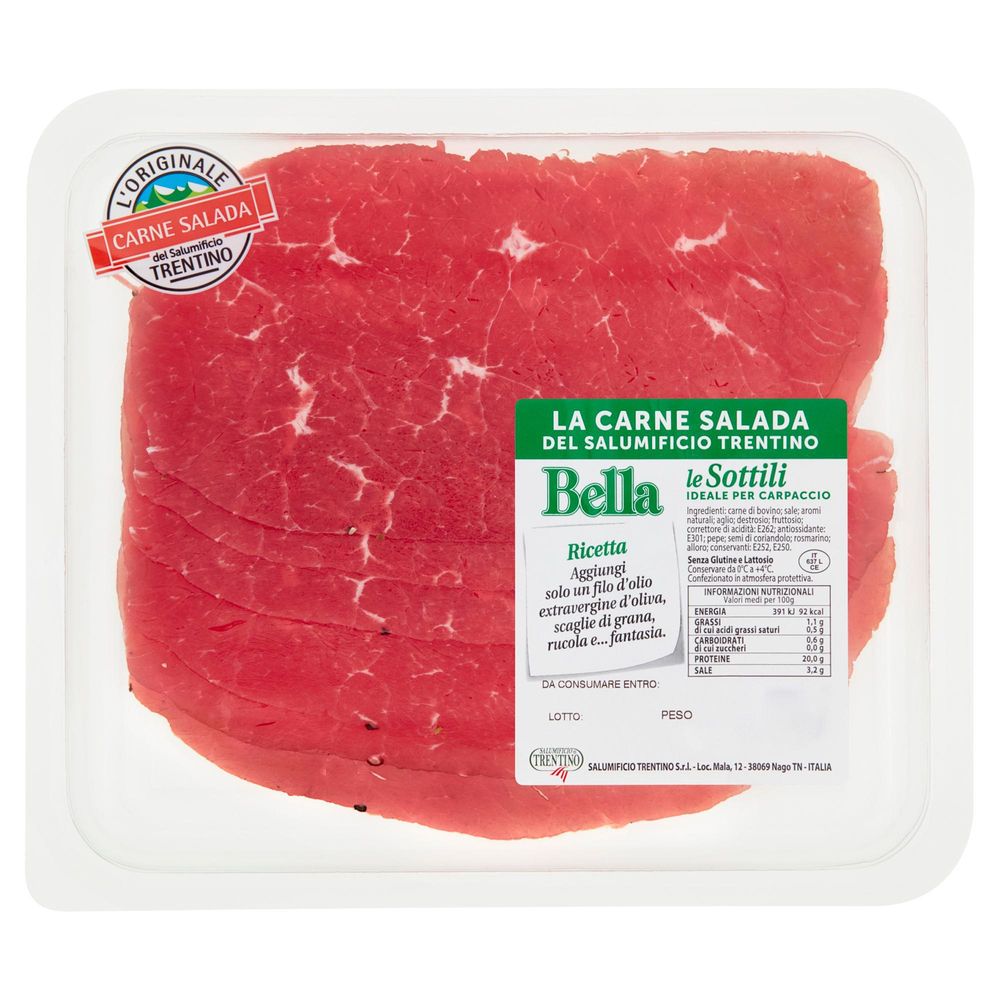 Carne salada bella le sottili atp 125 g salumificio trentino