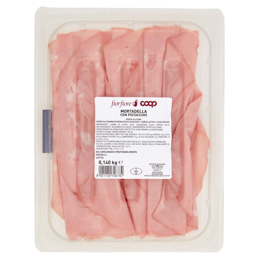 MORTADELLA SUINO ALLEV.S/ANT DOPO FASE SVEZZ C/PIST FIOR FIORE COOP TA G 140 - 1