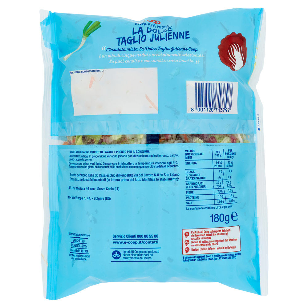 INS MISTA DOLCE TAG JULIEN P ZUCC,RAD ROS,CAR,CAVOLO CAP, PORRI COOP BS G180 - 43