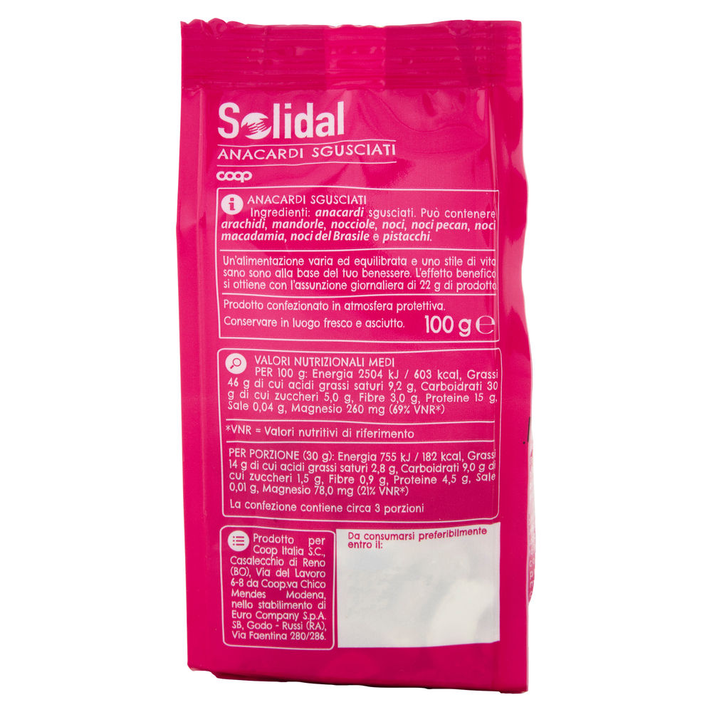 ANACARDI SGUSCIATI SOLIDAL COOP BS  G 100 - 1