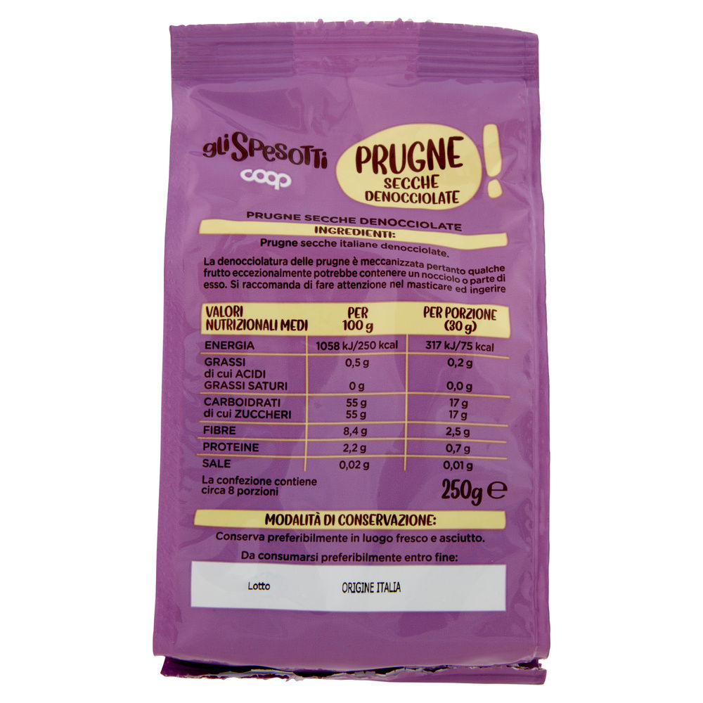 PRUGNE SECCHE DENOCCIOLATE GLI SPESOTTI COOP BS G250 - 13