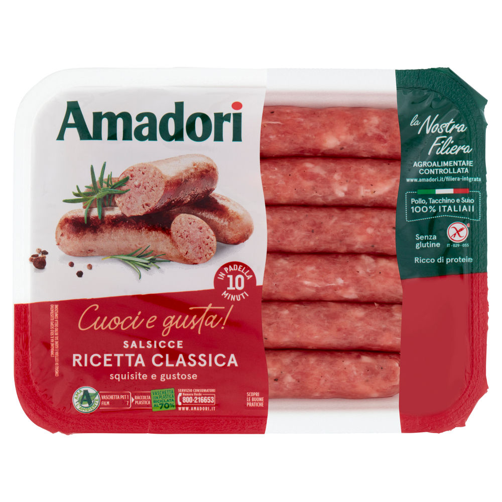 Salsiccia di pollo e tacchino cf 400 g amadorii