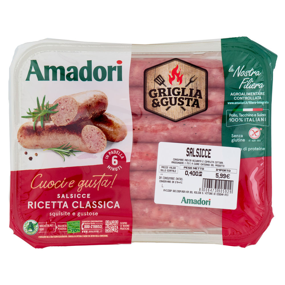 SALSICCIA DI POLLO E TACCHINO CF 400 G AMADORII - 9