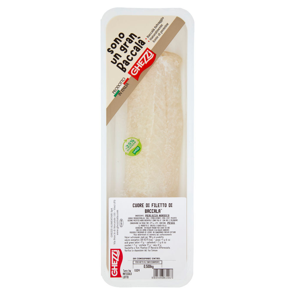 CUORE DI FILETTO DI BACCALA' COD SALATO S/PELLE S/LISCA GHEZZI PF 500 G SKIN - 2