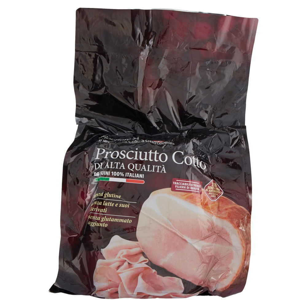 PROSCIUTTO COTTO AQ NAZ.DA SUINI ALL.S/ANTIB. DOPO SVEZ FIOR FIORE COOP KG 8,5CA - 5