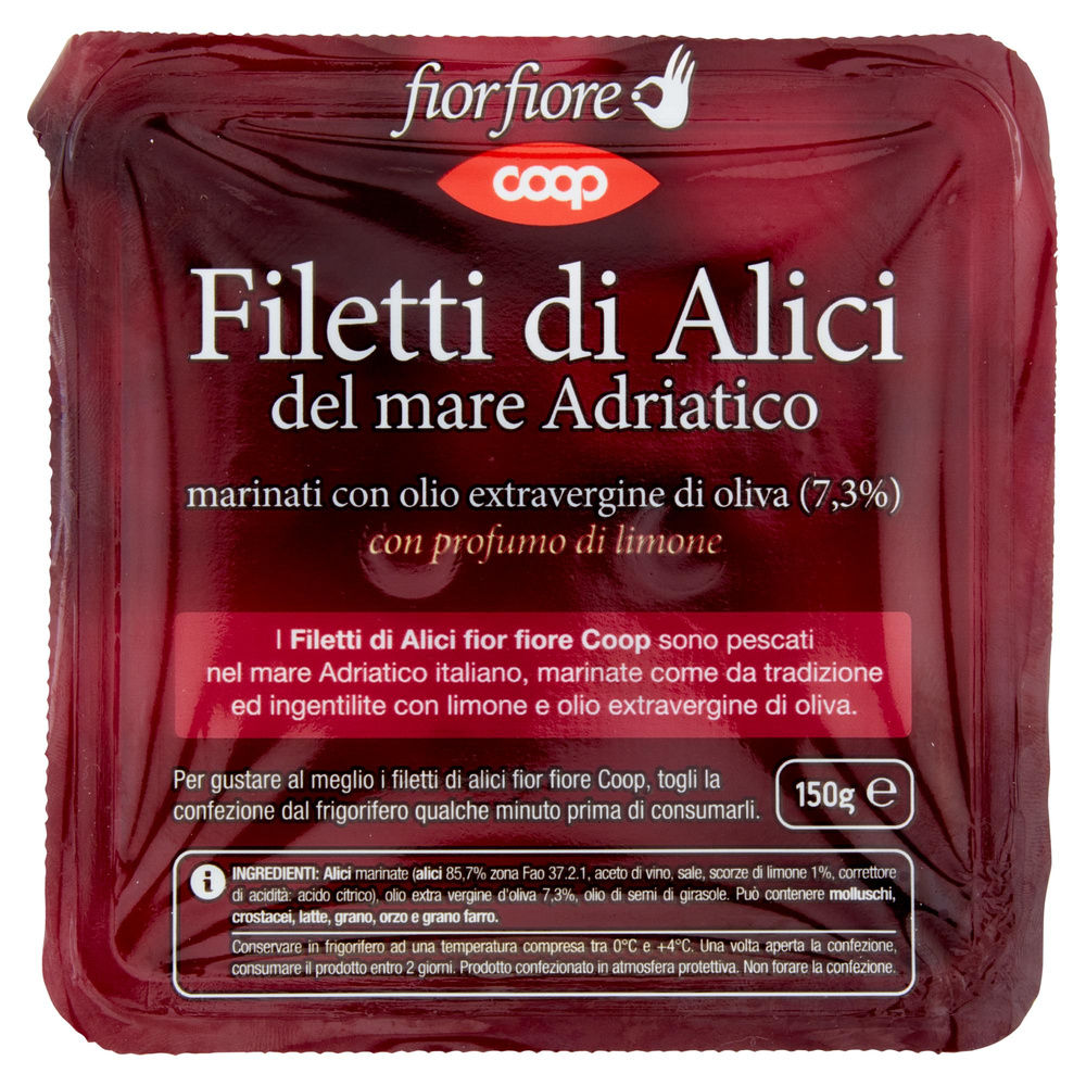 FILETTI DI ALICI DEL MARE ADRIATICO CON PROFUMO DI LIMONE FIOR FIORE COOP G 150 - 3