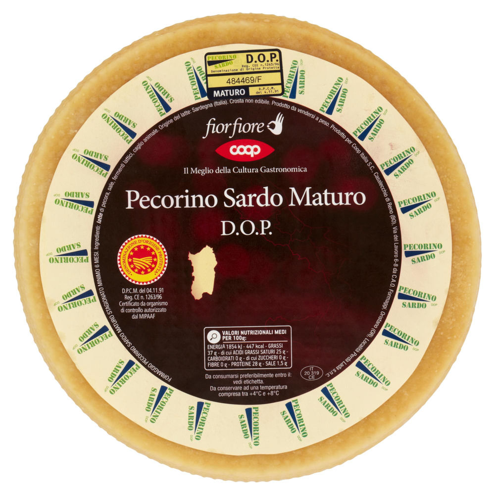 Pecorino sardo maturo dop fior fiore coop forma 3kg ca