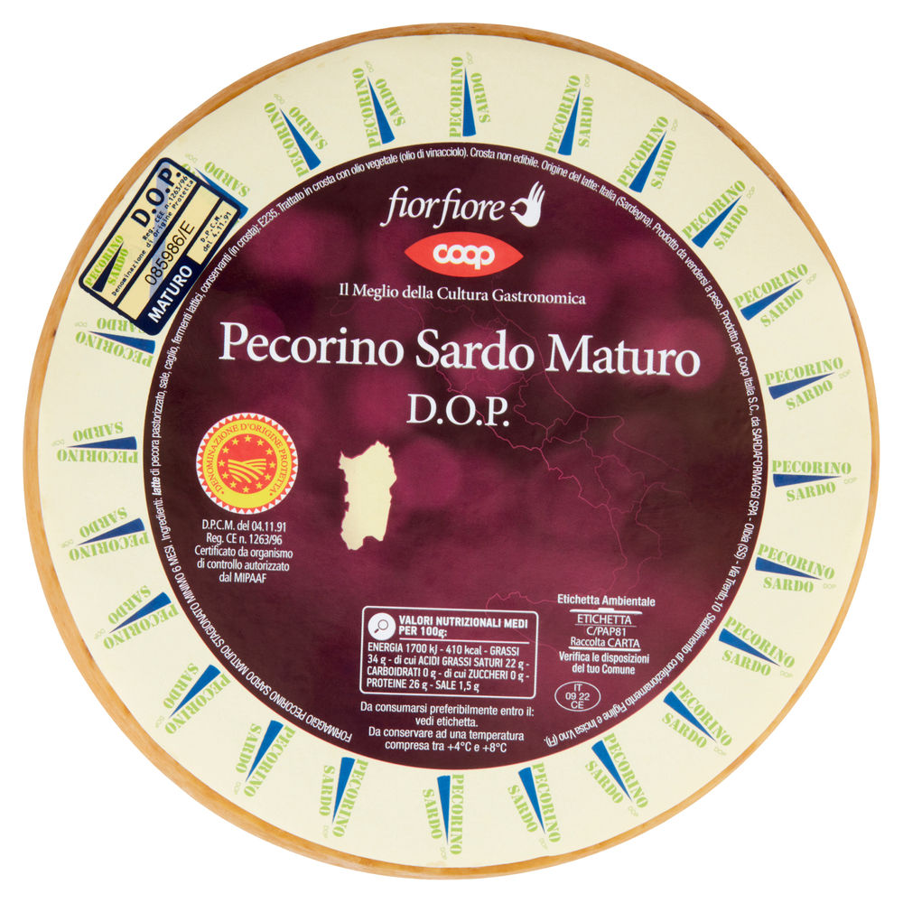 PECORINO SARDO MATURO DOP FIOR FIORE COOP FORMA 3KG CA - 1