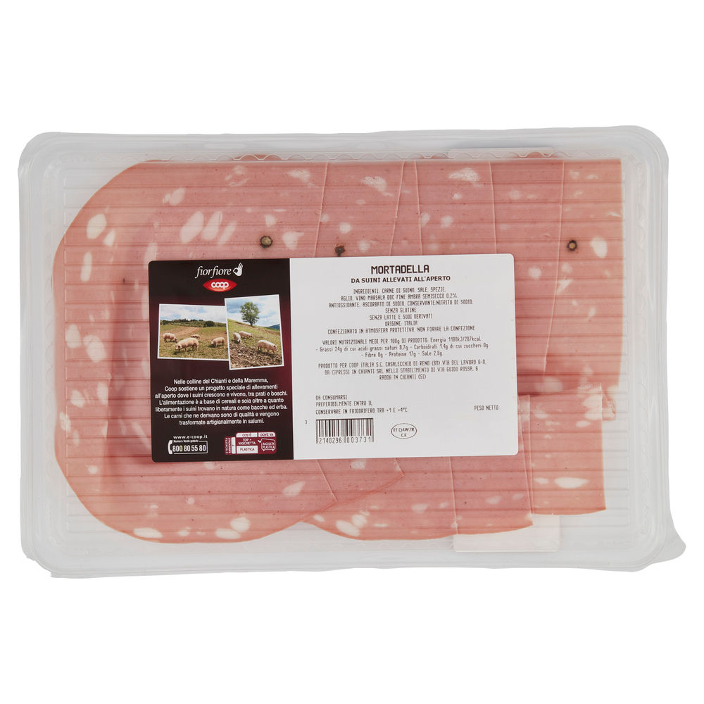 MORTADELLA DA SUINO ALLEVATO ALL'APERTO FIOR FIORE COOP 90G CA - 2