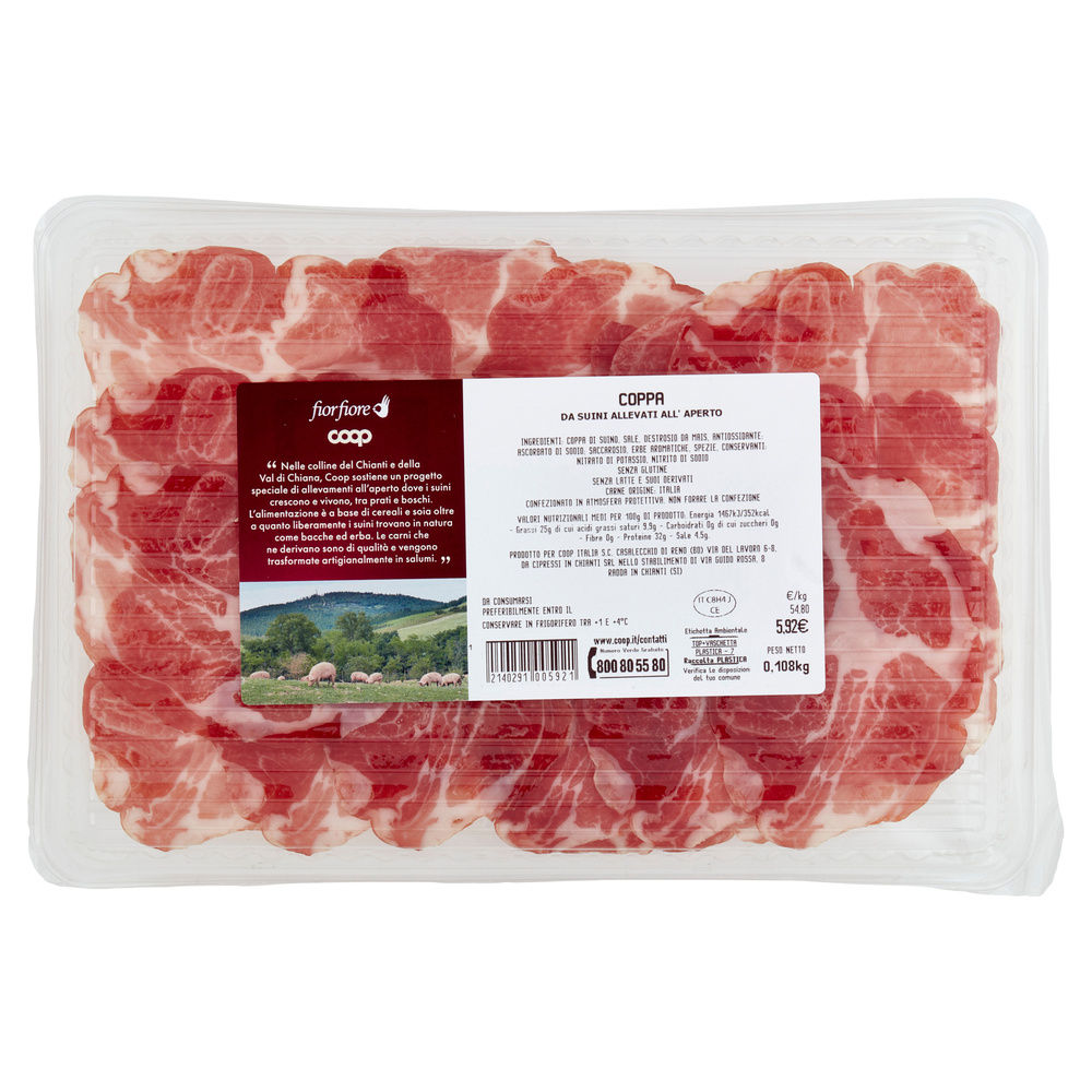 COPPA DA SUINO ALLEVATO ALL'APERTO FIOR FIORE COOP 90G CA - 10