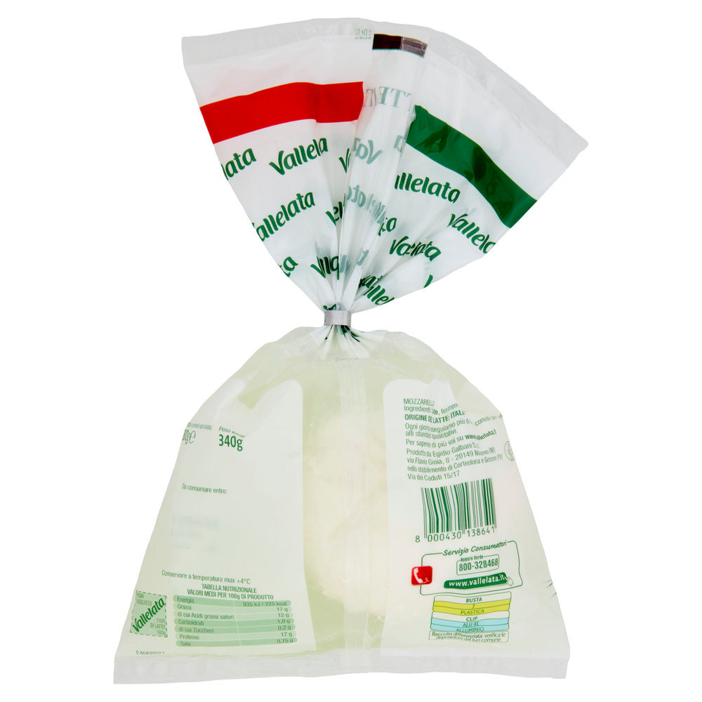 MOZZARELLA VALLELATA CIUFFO G 340 SGOCC. G 180 T/A - 12
