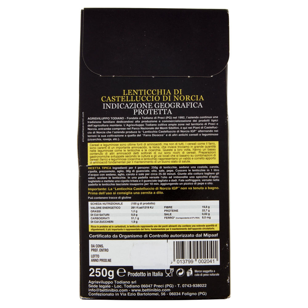 LENTICCHIE DI CAST. DI NORCIA IGP BETTINI SCL G 250 - 1