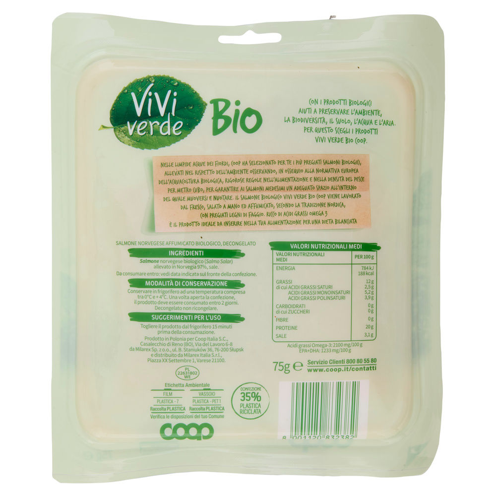 SALMONE NORVEGESE BIOLOGICO VIVI VERDE COOP G 75 - 1