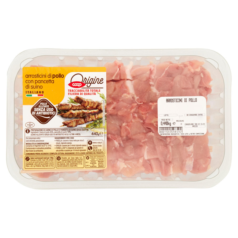 ARROSTICINI DI POLLO CON PANCETTA SENZA USO DI ANTIBIOTICI ATP 440 G ORIGINE - 3