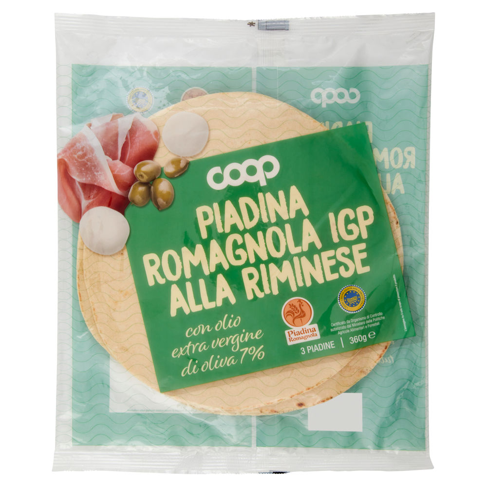 PIADINA ROMAGNOLA ALLA RIMINESE CON OLIO EVO COOP G 360 - 0