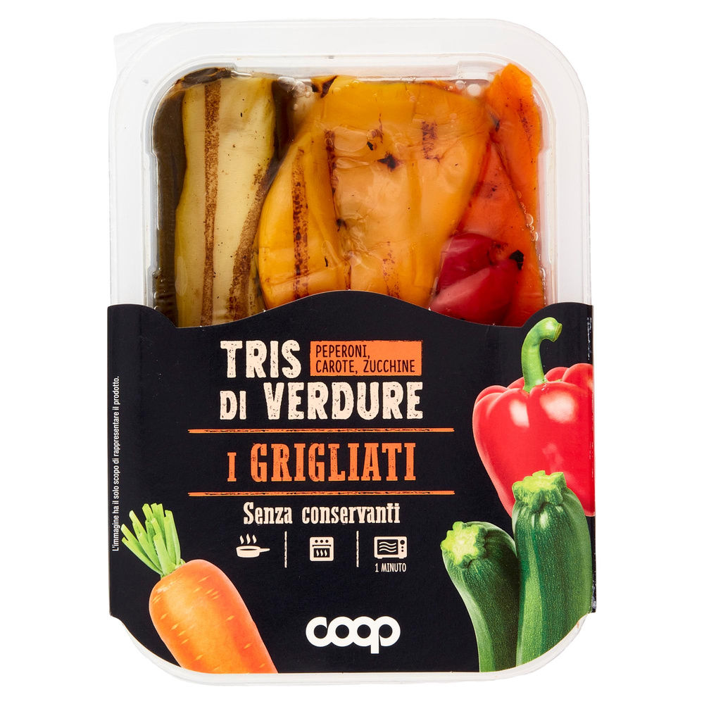 TRIS DI VERDURE GRIGLIATE PEPERONI GIALI/ROSSI, ZUCCHINE, CAROTE COOP VH G 250 - 3