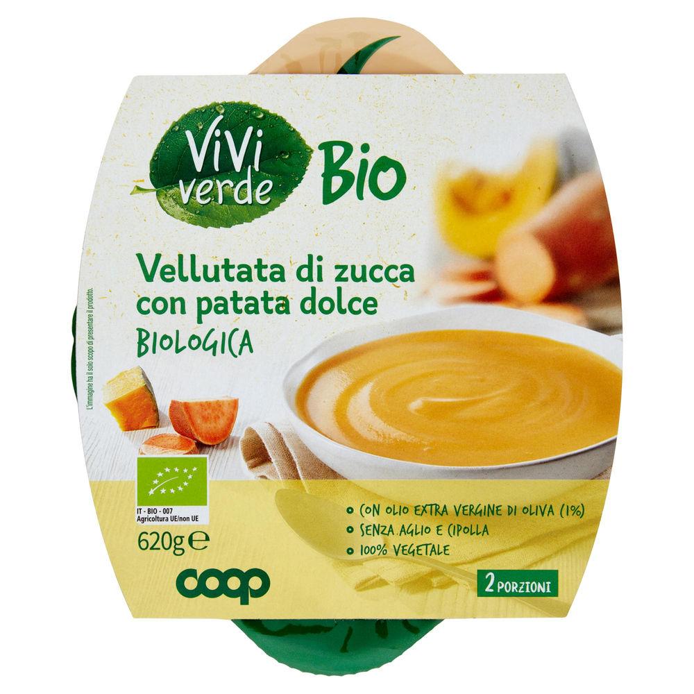 Vellutata di zucca con patata dolce vivi verde bio coop ciot g 620