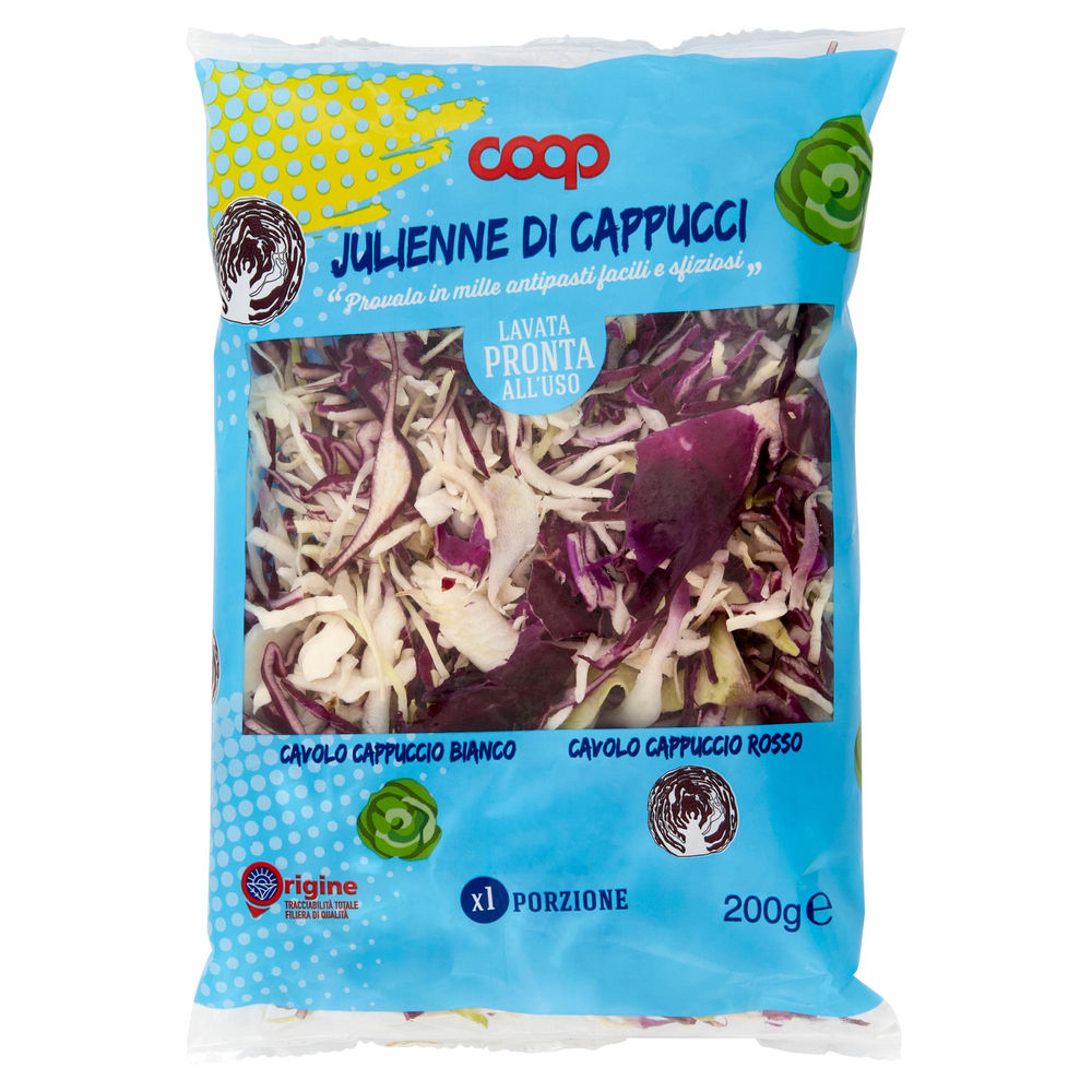 Julienne di cavoli cappucci bicolor coop origine bs g 200