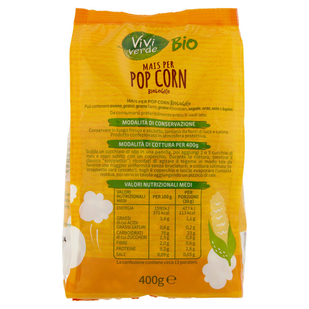 MAIS PER POP CORN VIVI VERDE BIO COOP BS G 400 - 2