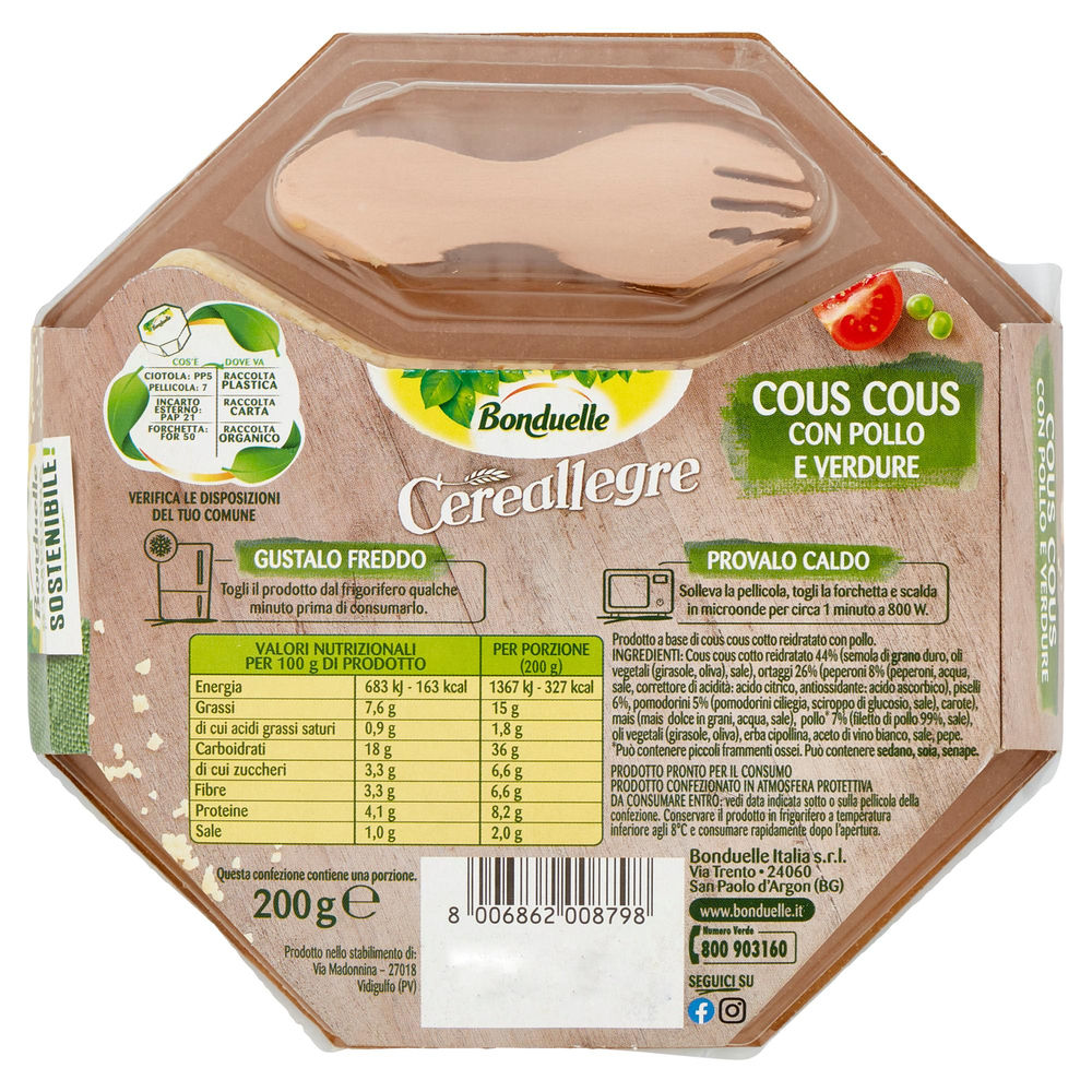 COUS COUS CON POLLO CEREALLEGRE BONDUELLE CIOT G 200 - 1