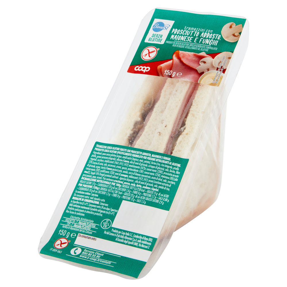TRAMEZZINI CON PROSCIUTTO ARROSTO, MAIONESE, FUNGHI S/GLUTINE BENE SÌ COOP G 150 - 6