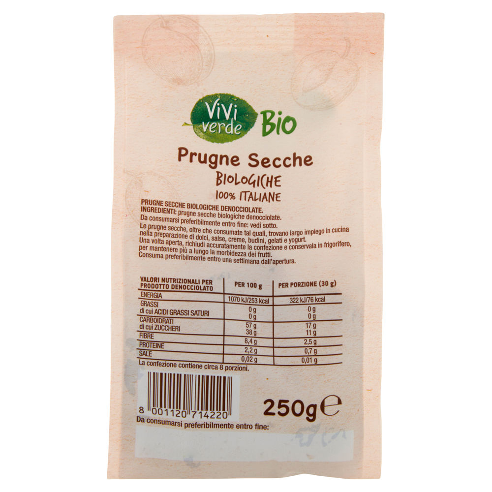 PRUGNE SECCHE DENOCCIOLATE ITALIANE VIVI VERDE BIO COOP SH G 250 - 1