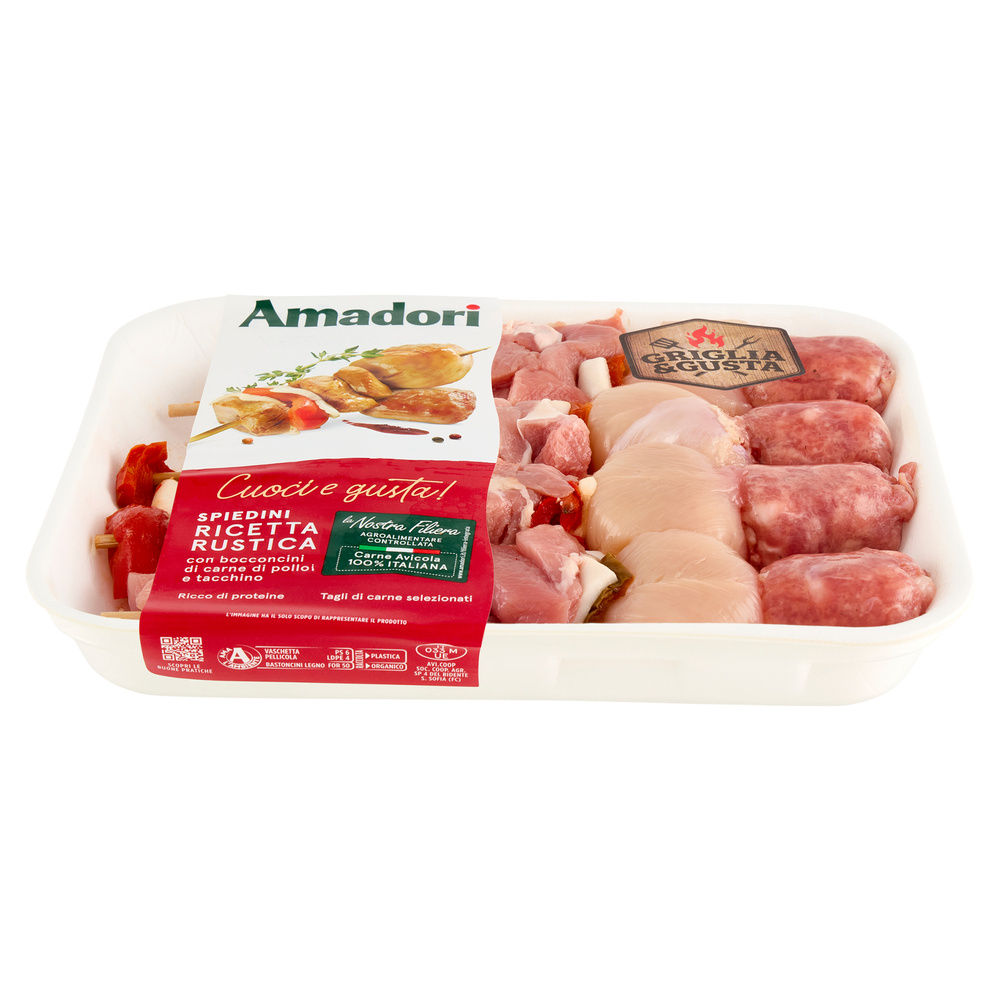 SPIEDINO RUSTICO DI POLLO E TACCHINO ATP 600 G CA AMADORI 10+ - 16