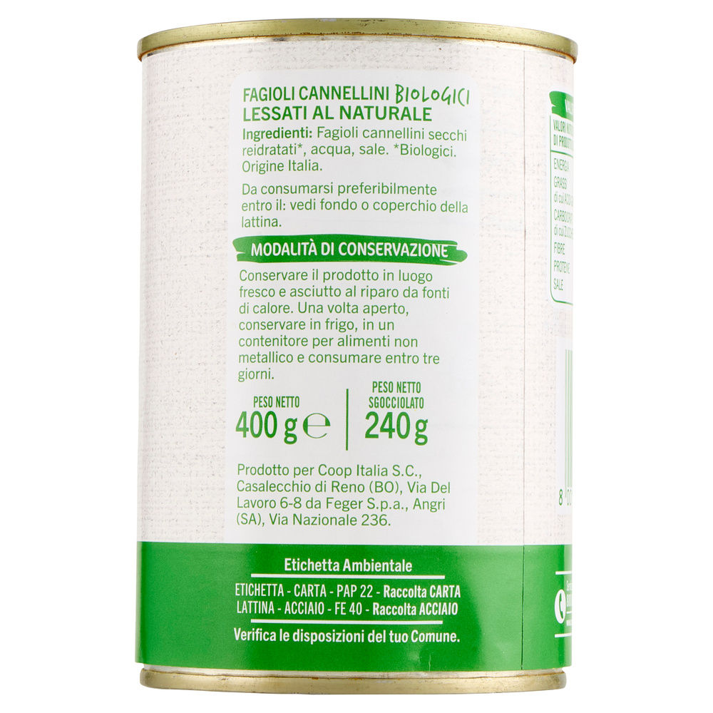 FAGIOLI CANNELLINI BIO VIVI VERDE COOP LATTINA G 400 SG G 240 - 13