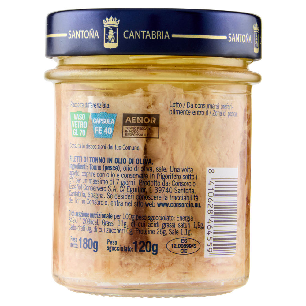 FILETTI TONNO OLIO OLIVA CONSORCIO  VASO VETRO G 180 - 1