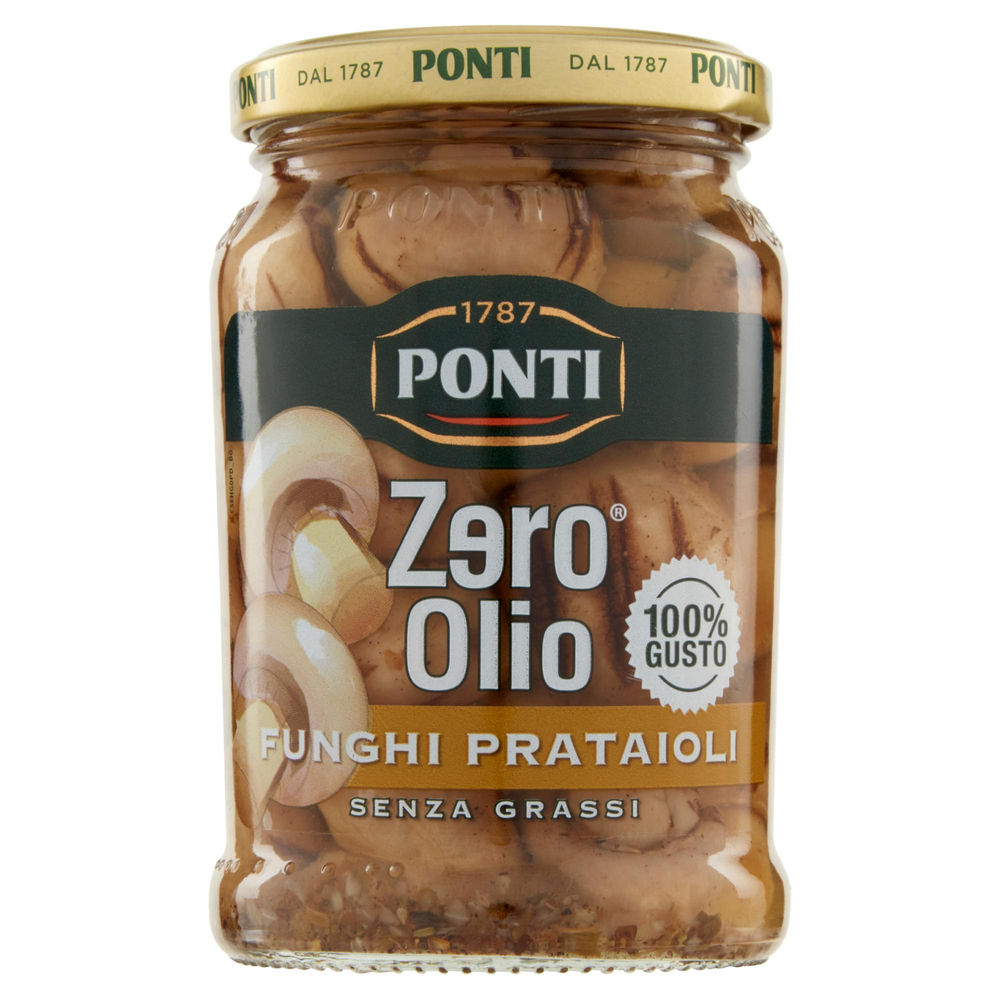 FUNGHI PRATAIOLI GRIGLIATI  ZERO OLIO PONTI VASO VETRO G  300 SGOCC G 170 - 0
