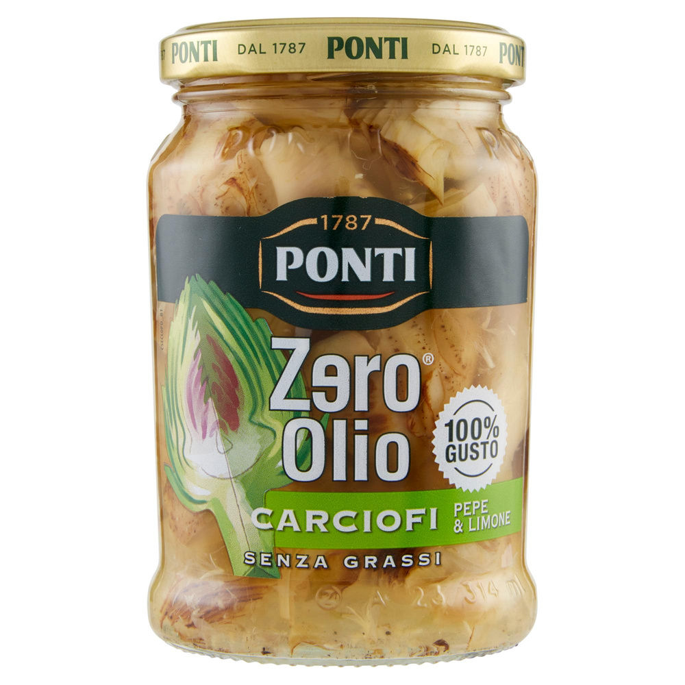 CARCIOFI  A SPICCHI PEPE E LIMONE PONTI ZERO OLIO VASO VETRO G 300 SGOCC G 170 - 7