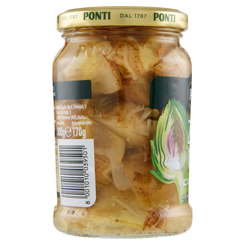 CARCIOFI  A SPICCHI PEPE E LIMONE PONTI ZERO OLIO VASO VETRO G 300 SGOCC G 170 - 4