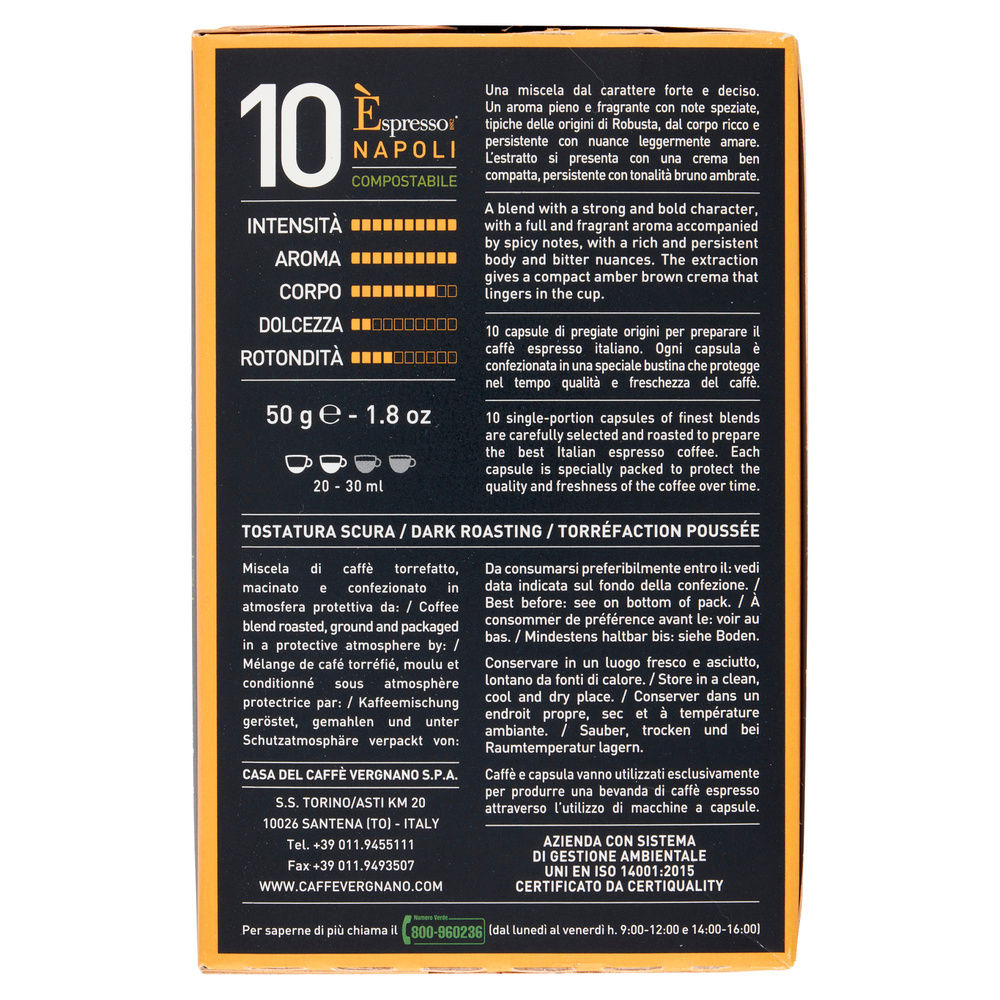 CAFFE' E'SPRESSO NAPOLI COMPOSTABILE VERGNANO 10CAPSX G 5 - 1