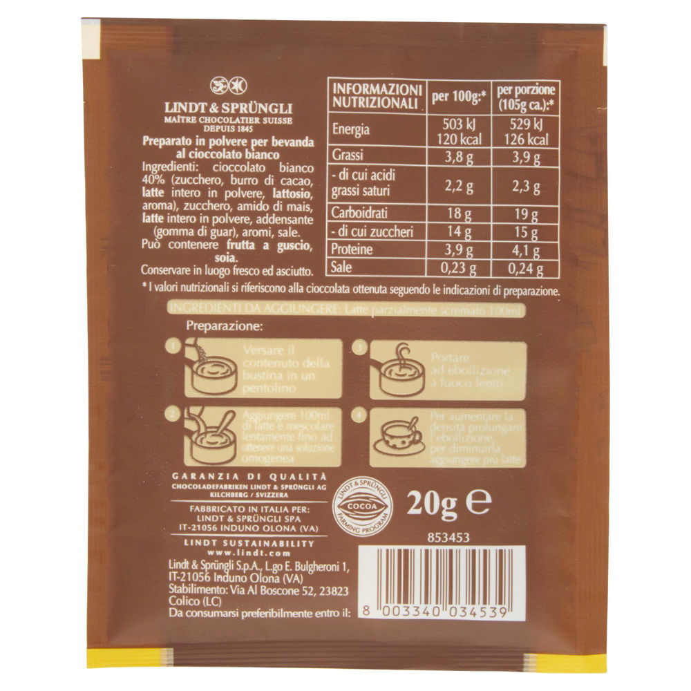 CIOCCOLATA  AROMATIZZATA BIANCA LINDT BUSTA 20GR - 1