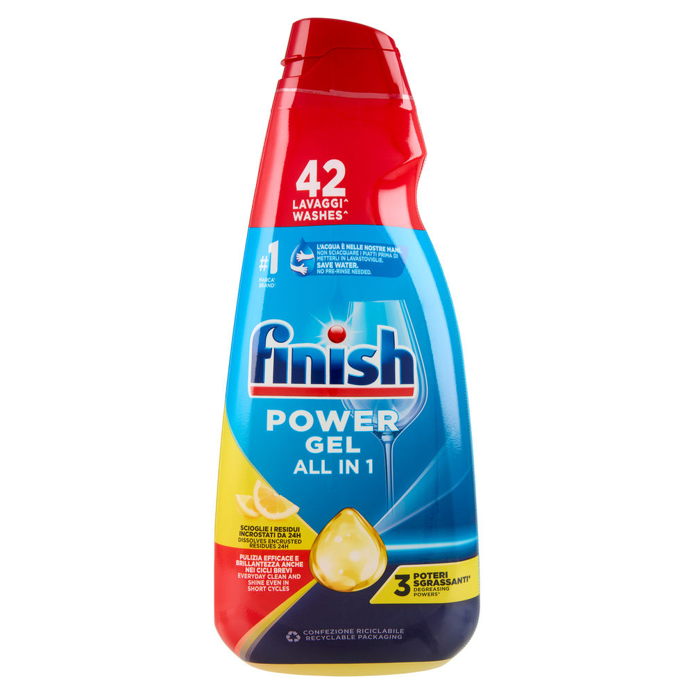 DETERSIVO PER LAVASTOVIGLIE FINISH POWER GEL MAX LIMONE ML 940 - 0