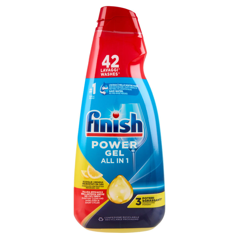 DETERSIVO PER LAVASTOVIGLIE FINISH POWER GEL MAX LIMONE ML 940 - 3