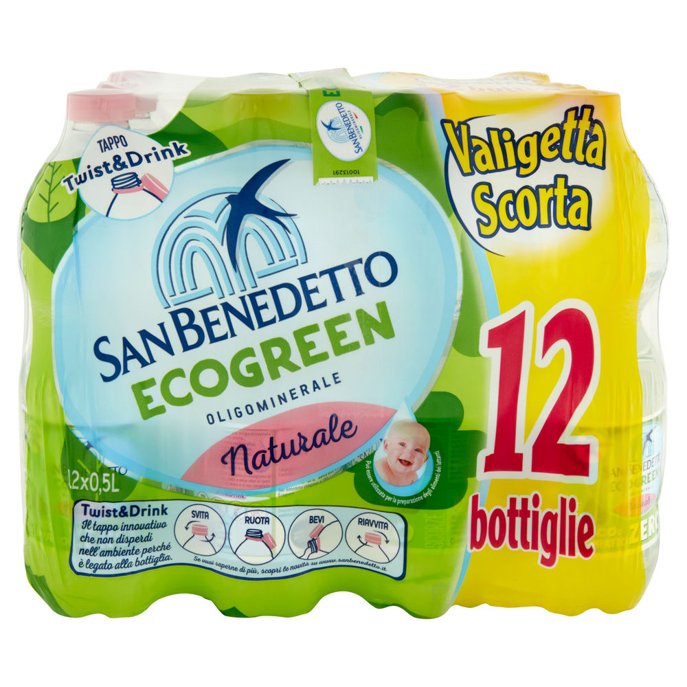 ACQUA MINERALE NATURALE ECOGREEN SAN BENEDETTO CLUSTER ML 500 X 12 - 3