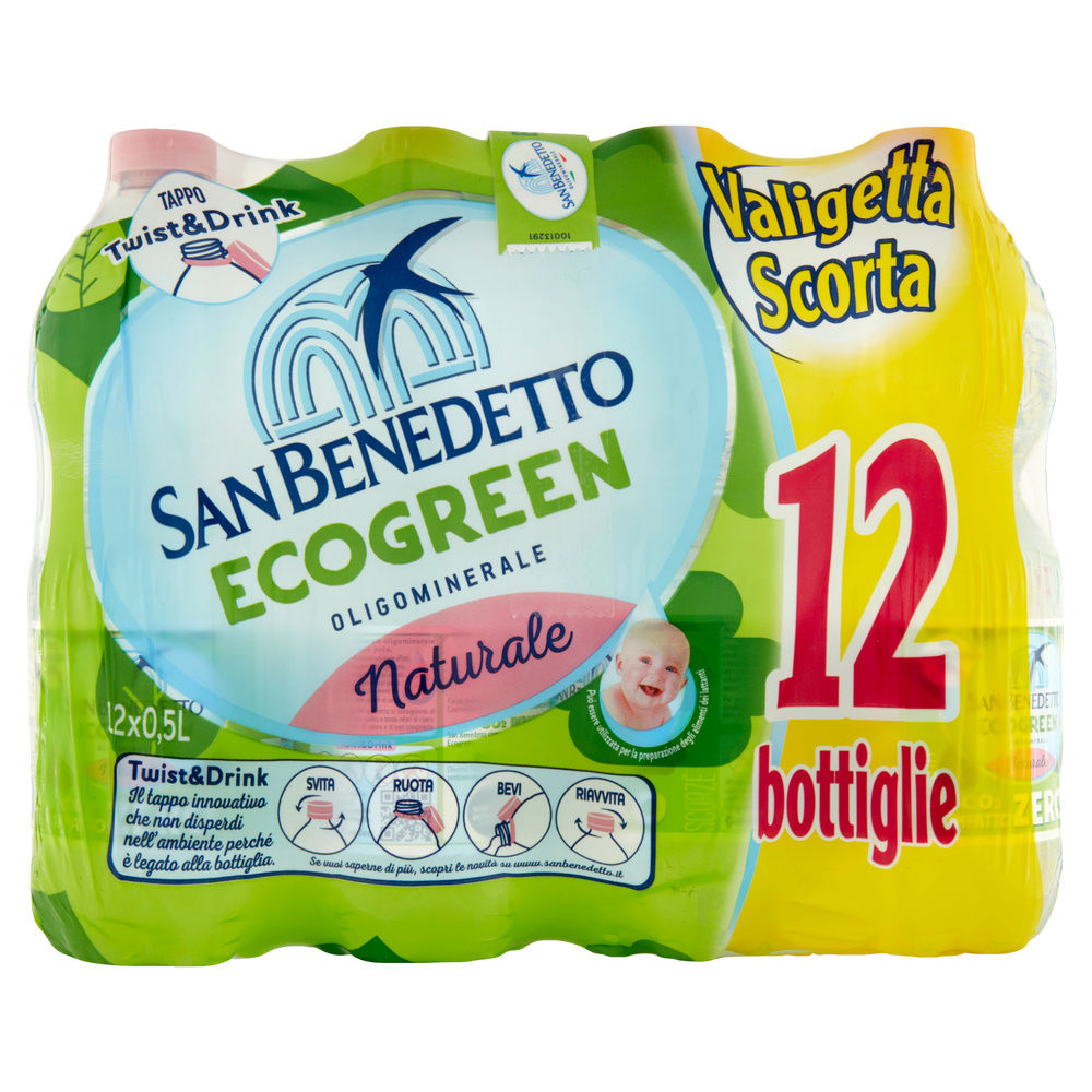 ACQUA MINERALE NATURALE ECOGREEN SAN BENEDETTO CLUSTER ML 500 X 12 - 2