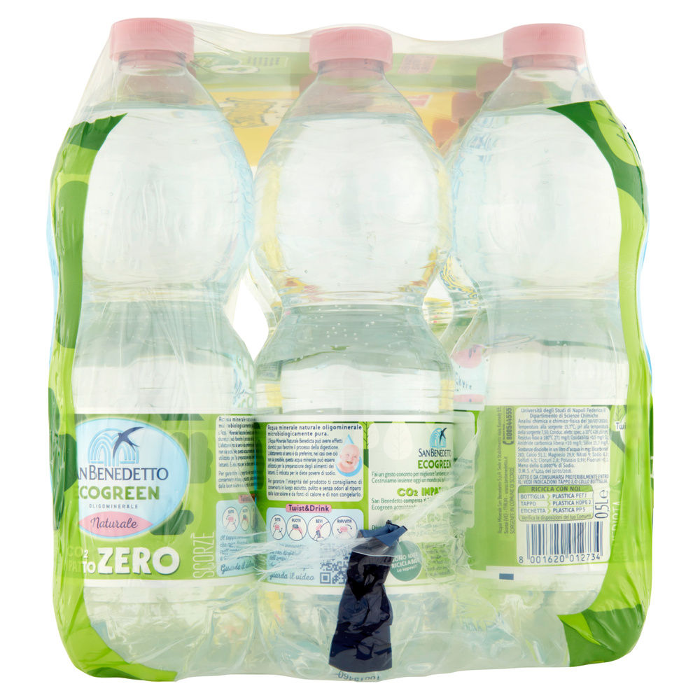 ACQUA MINERALE NATURALE ECOGREEN SAN BENEDETTO CLUSTER ML 500 X 12 - 4