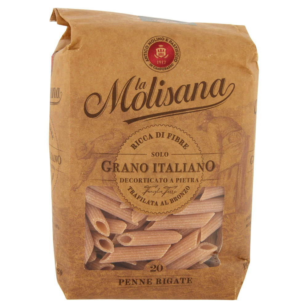 PASTA DI SEMOLA PENNE RIGATE INTEGRALI N.20 BRONZO LA MOLISANA G 500 - 2