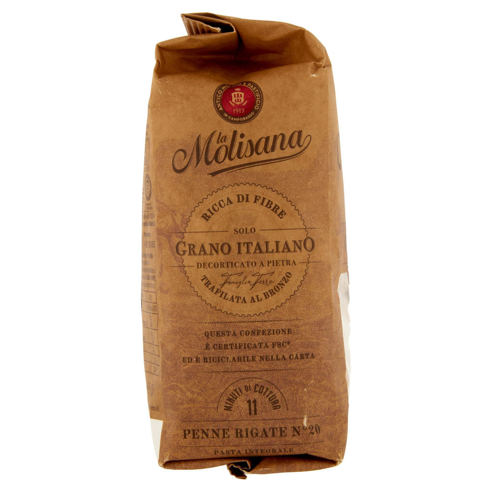 PASTA DI SEMOLA PENNE RIGATE INTEGRALI N.20 BRONZO LA MOLISANA G 500 - 4