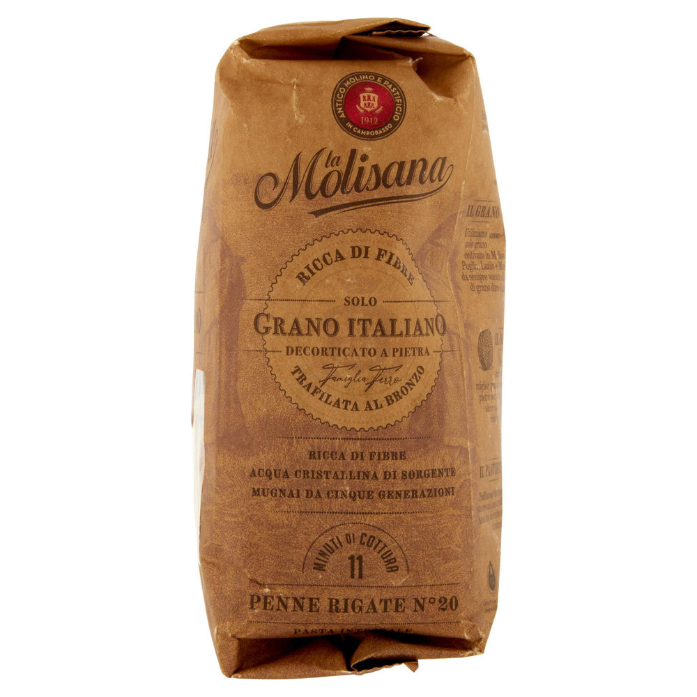 PASTA DI SEMOLA PENNE RIGATE INTEGRALI N.20 BRONZO LA MOLISANA G 500 - 5