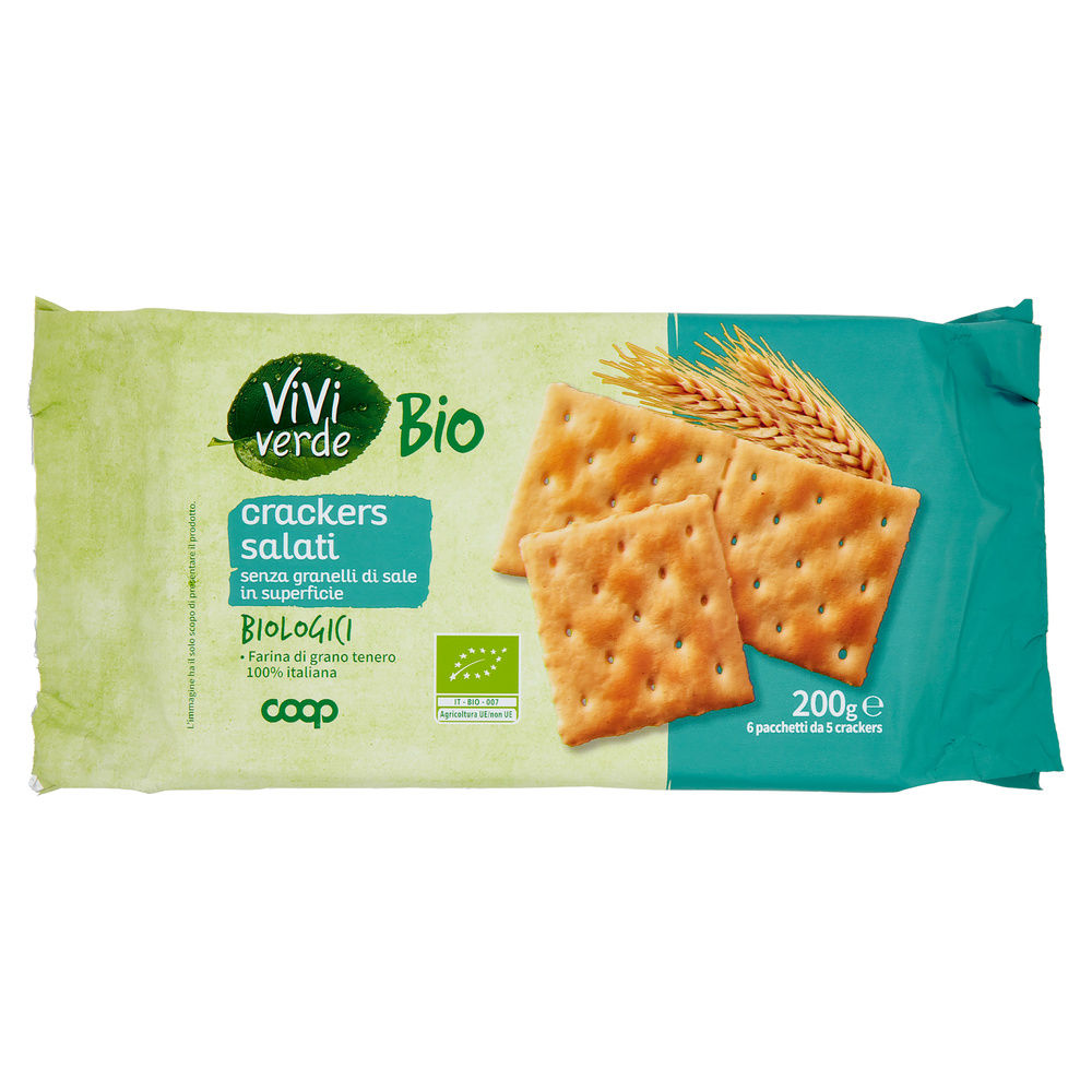 CRACKERS SALATI SENZA GRANELLI DI SALE IN SUPERFICIE BIO VIVI VERDE COOP G 200 - 3