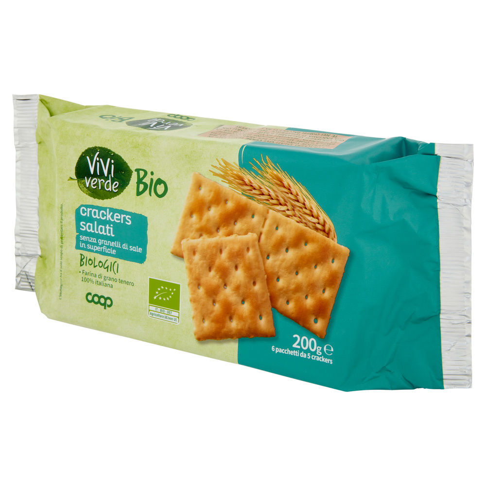 CRACKERS SALATI SENZA GRANELLI DI SALE IN SUPERFICIE BIO VIVI VERDE COOP G 200 - 8