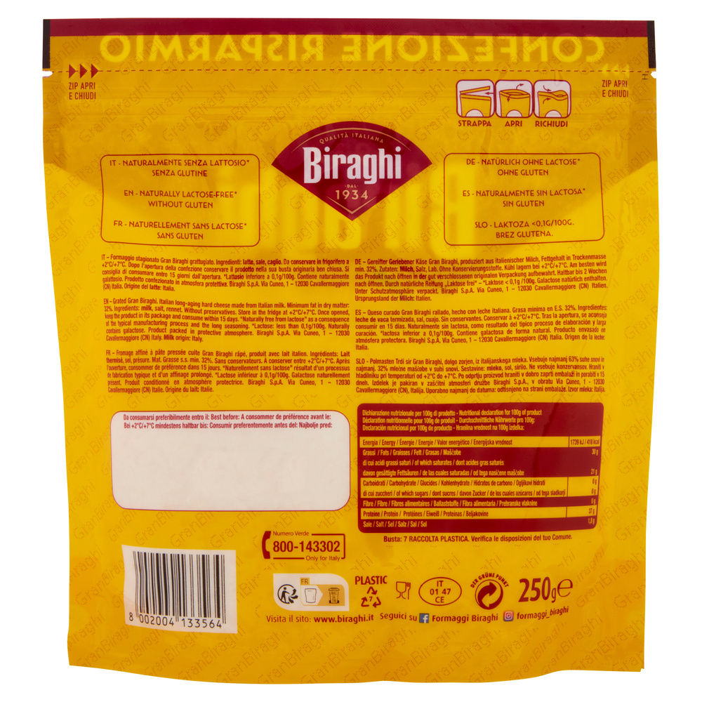 GRATTUGIATO FRESCO GRAN BIRAGHI BUSTA 250 G - 1